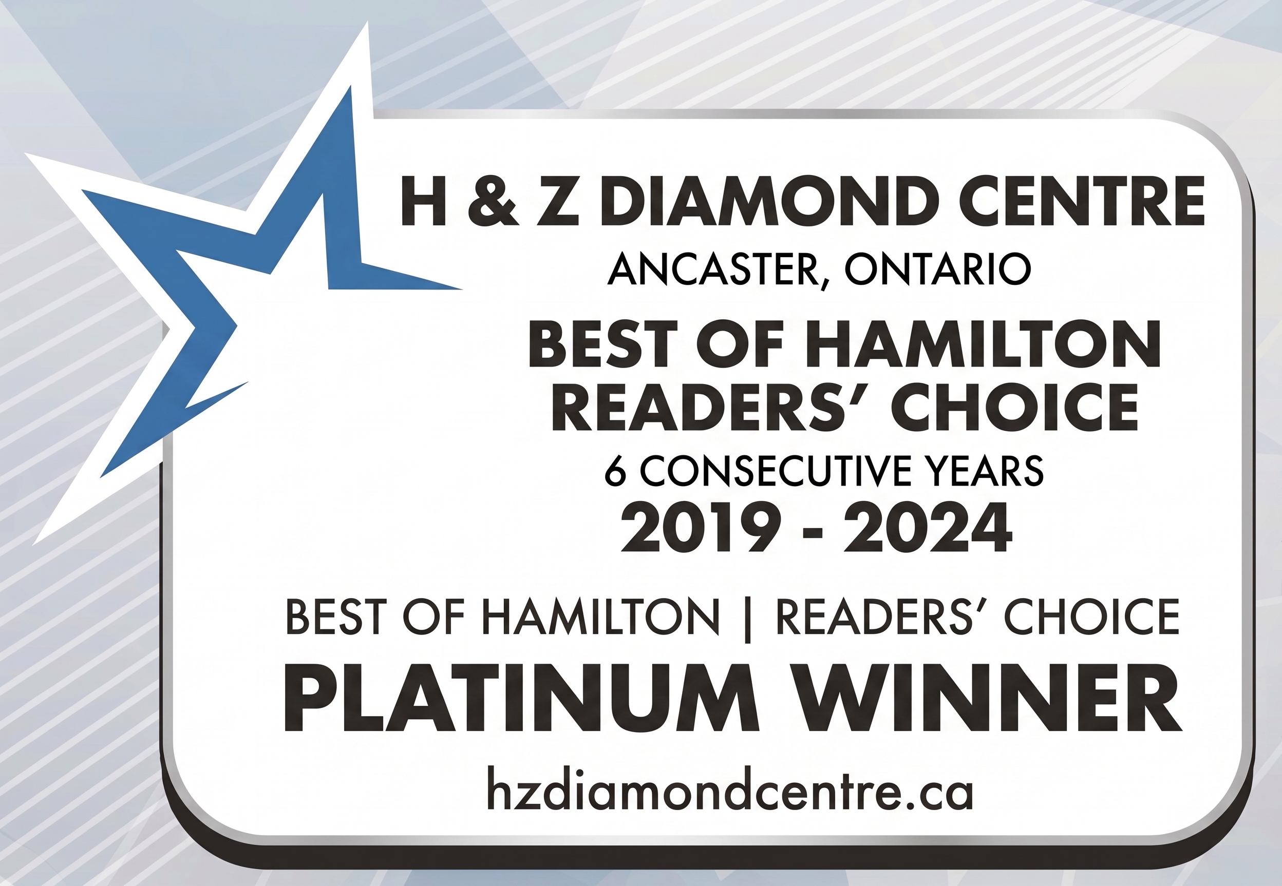Hamilton Spectator Platinum Award Winner 6 Years Consecutive